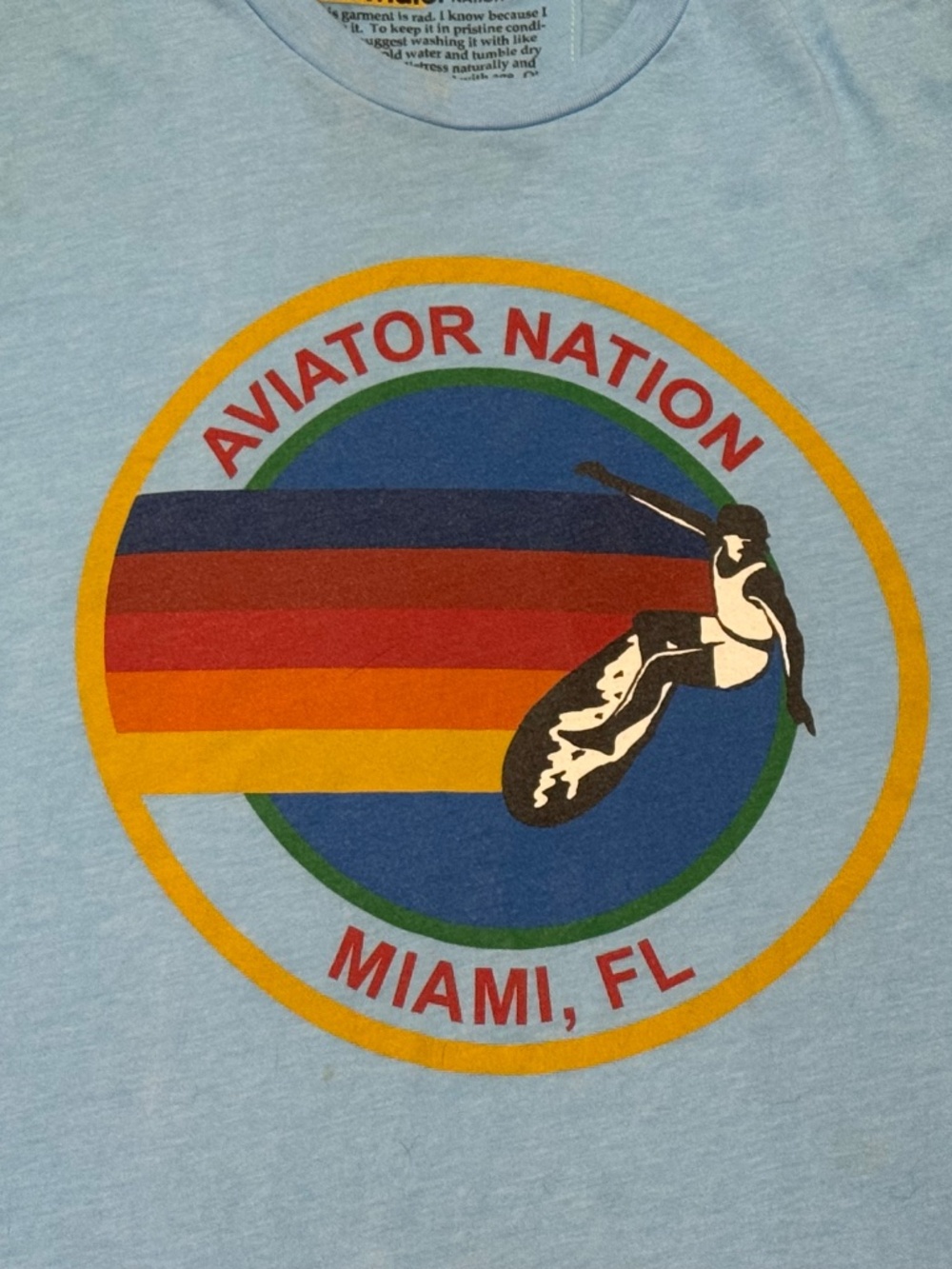 Aviator Nation Signature Miami Logo Boyfriend Graphic Tee Shirt Top Size XL EUC